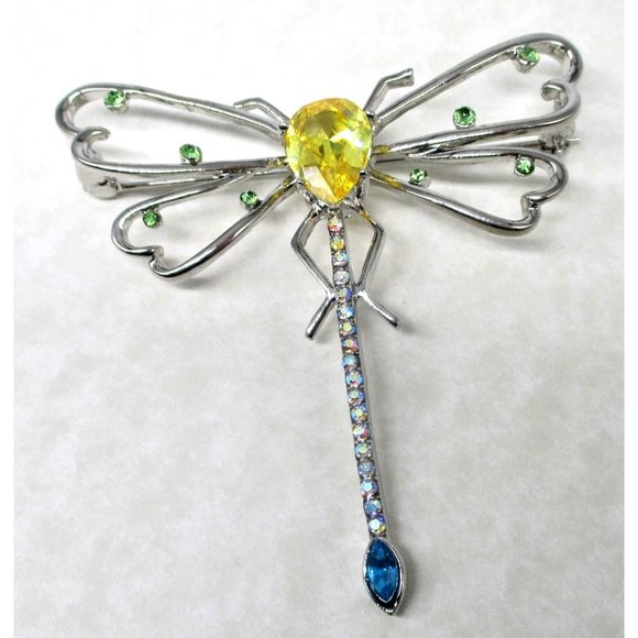 Dragonfly Silvertone Brooch Pin - Bug Insect Nature Jewelry Gift - Picture 4 of 8